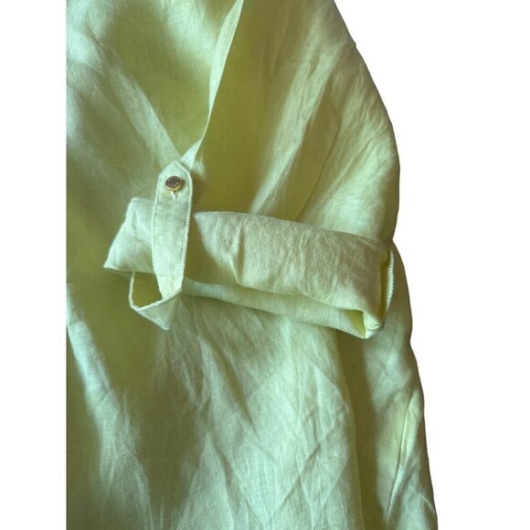 Ellen Tracey Yellow Linen Popover Tunic Top Size Medium - Picture 4 of 5